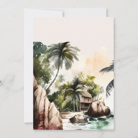Invitation Aquarelle Caraibes Destination Mariage (Dos)
