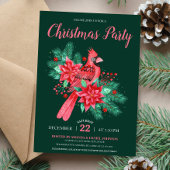 Invitation Aquarelle Cardinal Bird Fleur Noël