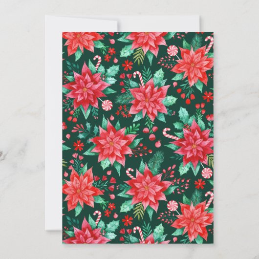 Invitation Aquarelle Cardinal Bird Fleur Noël (Dos)