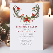 Invitation Aquarelle Cardinal Oiseaux Antlers Noël