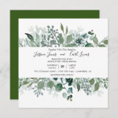 Invitation Aquarelle Carré Feuille (Devant / Derrière)