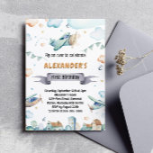 Invitation Aquarelle Cartoon Avions Anniversaire de enfant In