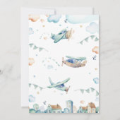 Invitation Aquarelle Cartoon Avions Anniversaire de enfant In (Dos)