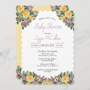Invitation Aquarelle cascadant le baby shower de bouquet