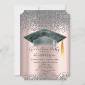 Invitation Aquarelle Casquette gradué, Diamants Rose graduati (Devant)