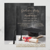 Invitation Aquarelle Casquette gradué, Diplôme de Diamants (Devant / Derrière)