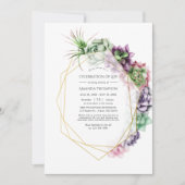 Invitation Aquarelle Célébration géométrique de la vie (Devant)