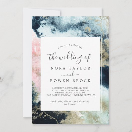 Invitation Aquarelle céleste Abstraite Le Mariage de (Devant)