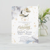 Invitation Aquarelle céleste de lune d'or (Debout devant)