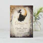 Invitation Aquarelle céleste fille lune étoiles Quinceanera (Debout devant)