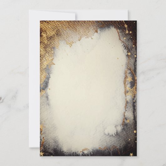 Invitation Aquarelle céleste fille lune or doux 16 (Dos)