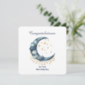Invitation Aquarelle céleste Lune & Étoiles (Debout devant)