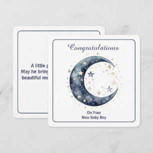 Invitation Aquarelle céleste Lune & Étoiles