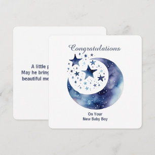 Invitation Aquarelle céleste Lune & Étoiles