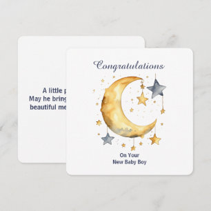 Invitation Aquarelle céleste Lune & Étoiles