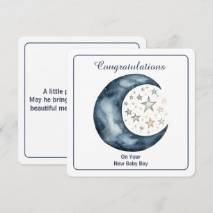 Invitation Aquarelle céleste Lune & Étoiles