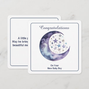 Invitation Aquarelle céleste Lune & Étoiles