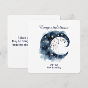 Invitation Aquarelle céleste Lune & Étoiles
