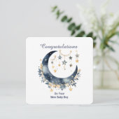 Invitation Aquarelle céleste Lune & Étoiles (Debout devant)