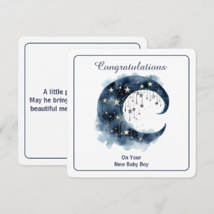 Invitation Aquarelle céleste Lune & Étoiles