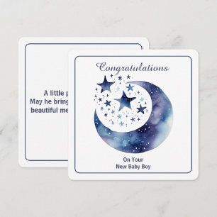 Invitation Aquarelle céleste Lune & Étoiles