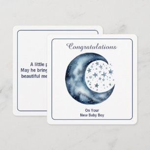 Invitation Aquarelle céleste Lune & Étoiles