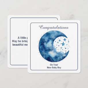 Invitation Aquarelle céleste Lune & Étoiles