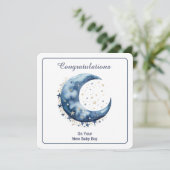 Invitation Aquarelle céleste Lune & Étoiles (Debout devant)