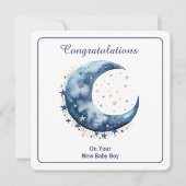 Invitation Aquarelle céleste Lune & Étoiles (Devant)