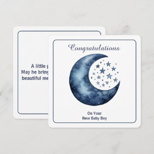 Invitation Aquarelle céleste Lune & Étoiles