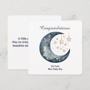 Invitation Aquarelle céleste Lune & Étoiles