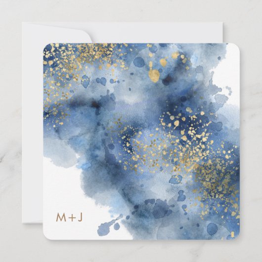 Invitation Aquarelle céleste océan Photo Enregistrer la date (Dos)
