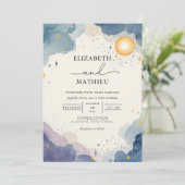 Invitation Aquarelle céleste Sky Mariage (Debout devant)