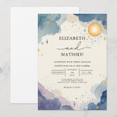 Invitation Aquarelle céleste Sky Mariage (Devant / Derrière)