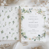 Invitation Aquarelle Cercle de l'amour Vert Or Foliage