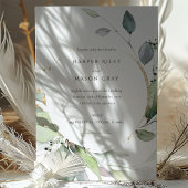 Invitation Aquarelle Cercle Vert Mariage de feuillage d'or