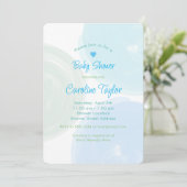 Invitation Aquarelle Cercles Bleu Vert Baby shower garçon (Debout devant)