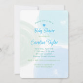 Invitation Aquarelle Cercles Bleu Vert Baby shower garçon (Devant)
