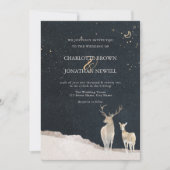 Invitation Aquarelle Cerf Élégant Mariage rustique d'hiver (Devant)