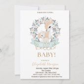 Invitation Aquarelle Cerfs de Bébé Fleurs Points Baby shower (Devant)