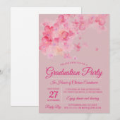 Invitation Aquarelle Cerise Fleur de Graduation (Devant / Derrière)