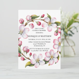 Invitation Aquarelle Cerisier en Fleurs Couple Shower