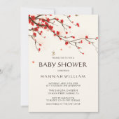 Invitation Aquarelle Cerisier Fleurs Baby shower Floral (Devant)