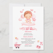 Invitation Aquarelle c'est fille Boho Nursery Baby shower (Devant)