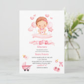 Invitation Aquarelle c'est fille Boho Nursery Baby shower (Debout devant)
