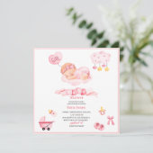 Invitation Aquarelle c'est fille Boho Nursery Baby shower In (Debout devant)
