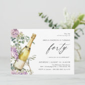 Invitation Aquarelle Champagne | Fun Elegant 40e anniversaire (Debout devant)