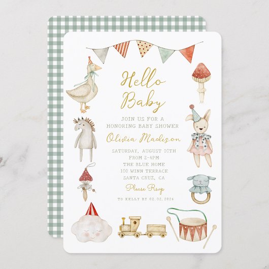 Invitation Aquarelle Champignons et Baby shower Whimsical