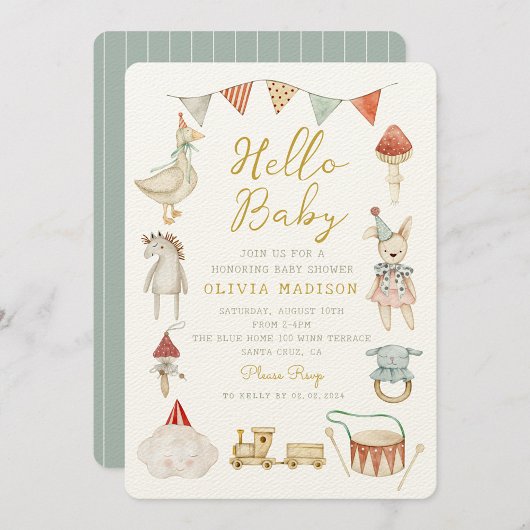 Invitation Aquarelle Champignons et Baby shower Whimsical