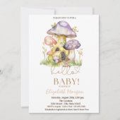 Invitation Aquarelle Champignons Fleurs Points Baby shower (Devant)